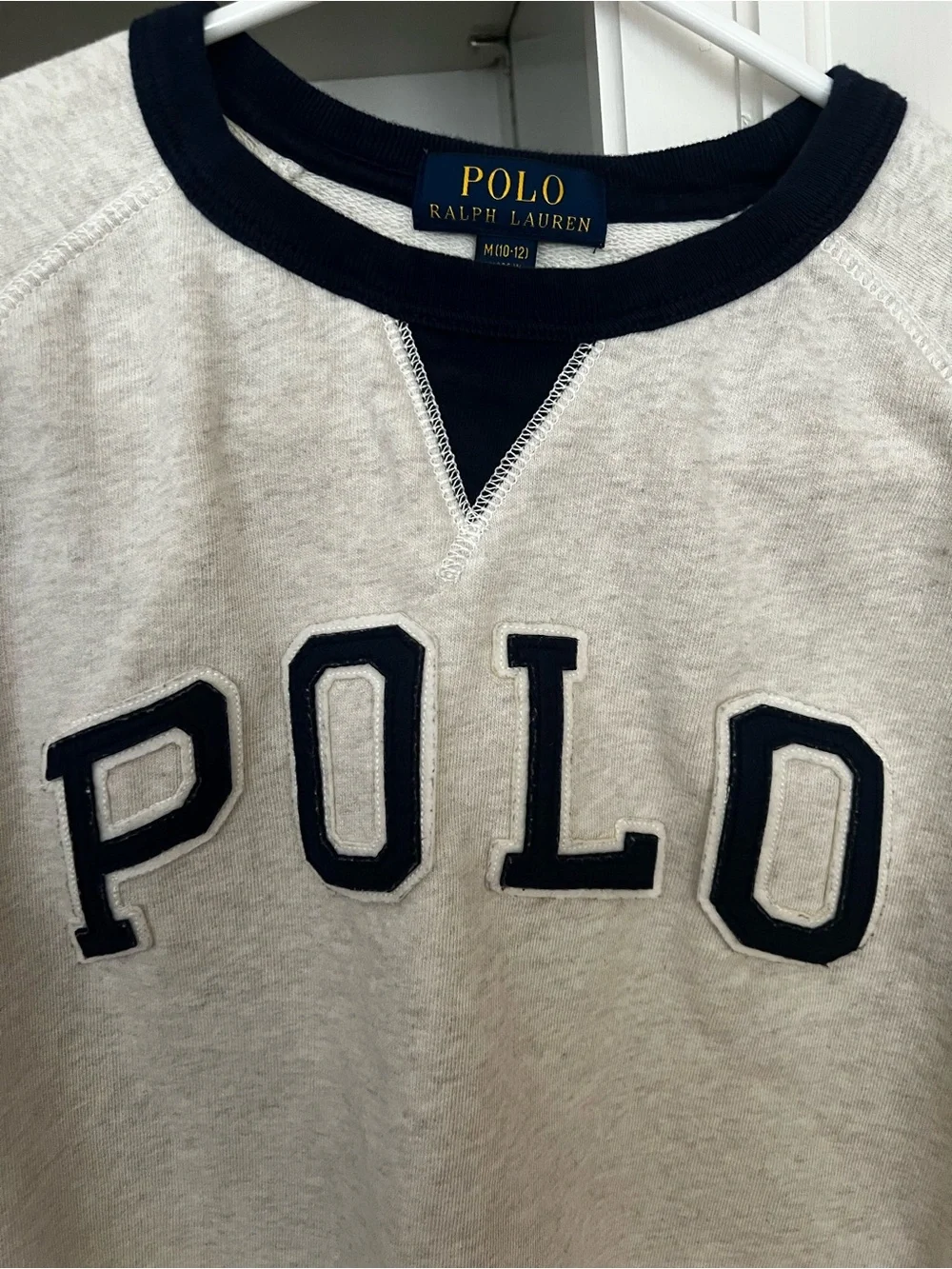 Polo by Ralph Lauren Boys Cream & Navy Logo Crewneck Sweatshirt